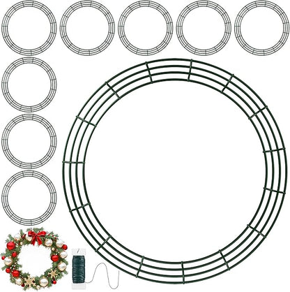 Fovths 12 Pieces Metal Christmas Wire Wreath Frame 30 Inch Green Wreath Ring with Floral Wire Form Front Door Garland Frame for Christmas Wedding Home DIY Crafts Supplies