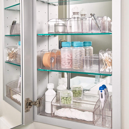 iDesign 43030 Med+ 12" Plastic Divided Vanity Medication and Bathroom Accessory, 12" x 3" x 3.5", Multi-Level Organizer