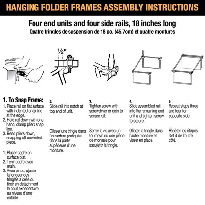 Officemate Hanging File Frame, Letter Size, Adjustable 14 to 18-Inches, 2 Count (Pack of 1),Silver, 91990