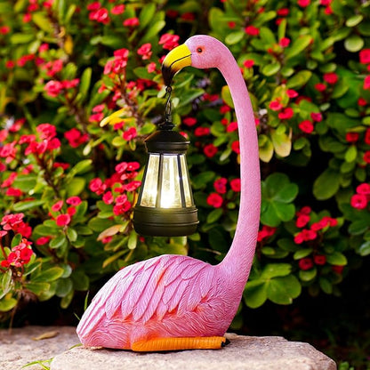 Nacome Solar Flamingo Outdoor Statues for Garden: Outside Decor with Lantern Clearance for Yard Art Lawn Ornaments Porch Patio Balcony Home House - Birthday Gifts for Grandma Mom Women