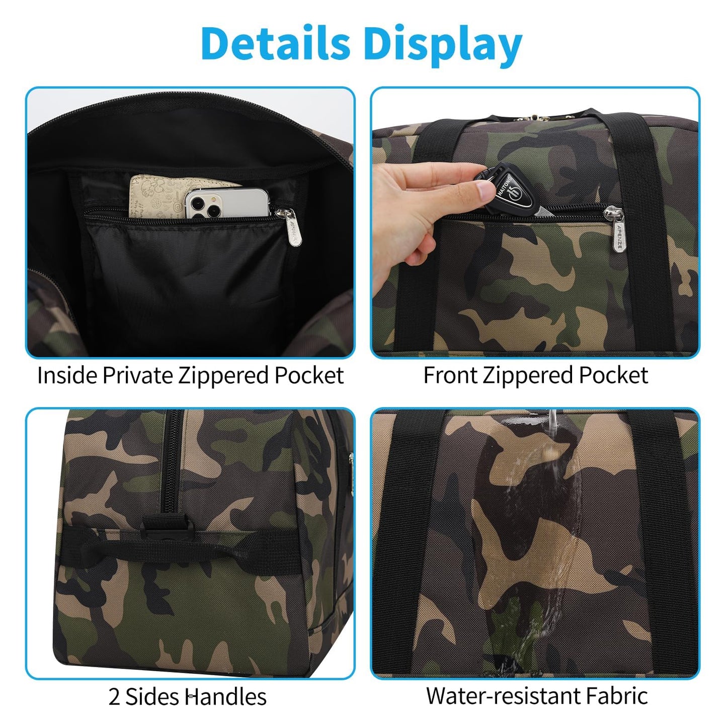 Apenze Small Gym Bag 14 inch lightweight Carry On Mini Duffel Bag for Travel Sport - Camo