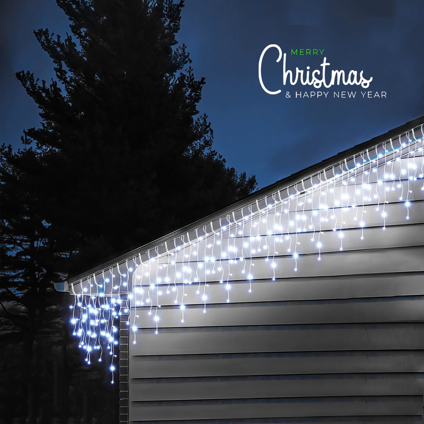 WBao Christmas Lights Outdoor, 432 LED 33FT Icicle Lights with 81 Drops, Remote Control, 3 Timer Settings, 8 Modes, Waterproof, Connectable Fairy Lights for Wedding, Holiday Eaves Decor, Cool White