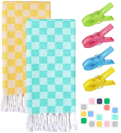 2 Packs Turkish Beach towel Vacation Essentials Blanket Bath Pool Towel Extra Large Sand Free Fast Drying Lightweight Swim Necessities Women Summer Gift Vacation Travel Accessories Thin Sandless