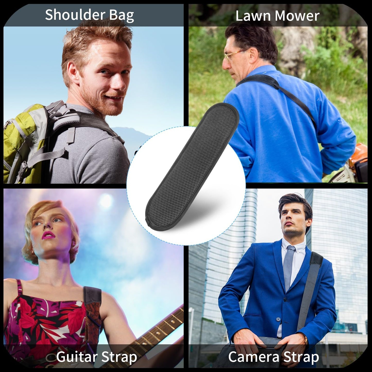 FIEIL 2 Pack Thick Shoulder Strap Pad, Universal Replacement, Detachable, Relieves Shoulder Pain (Sandwich Mesh - Sapphire Blue)