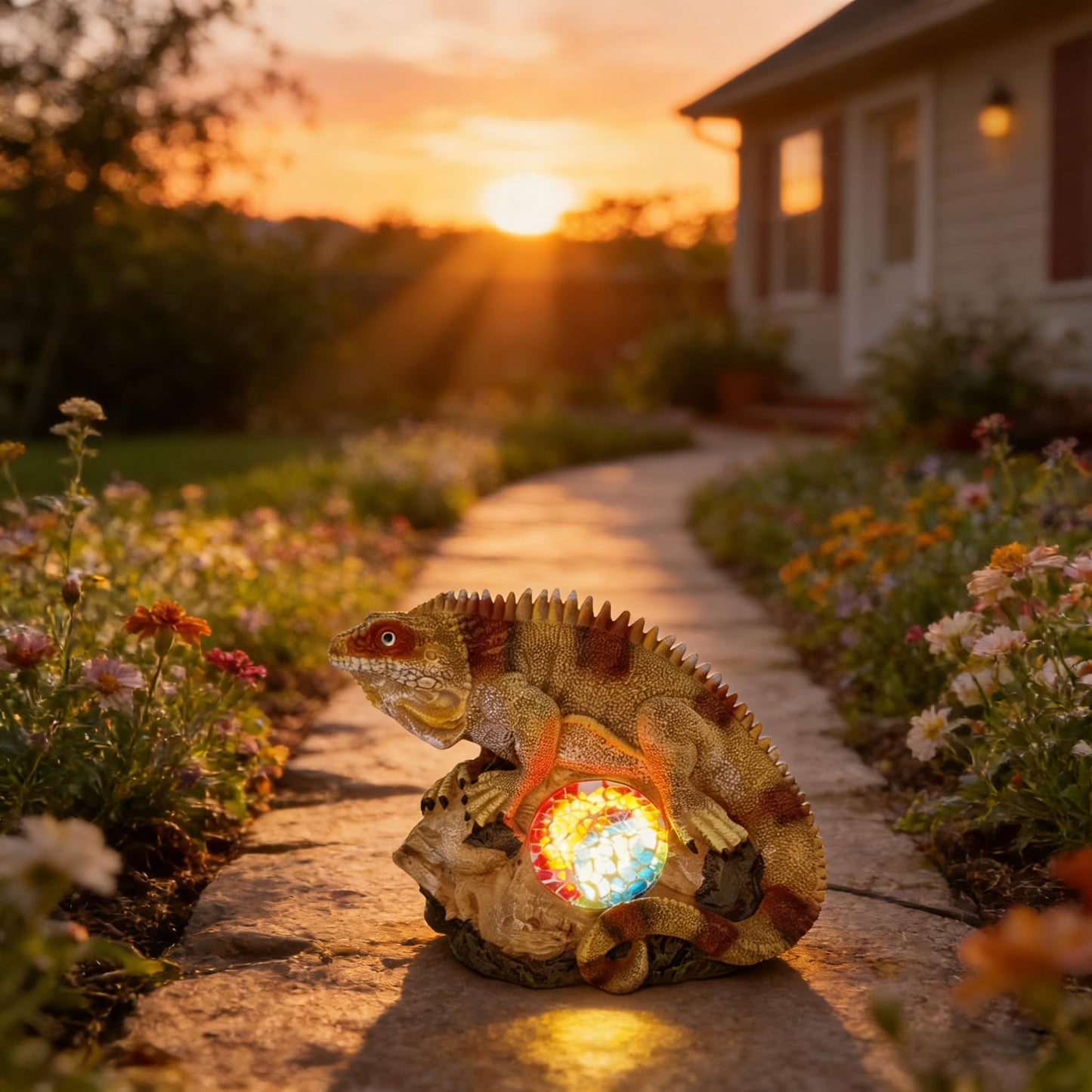 Vasesun Solar Iguana Garden Statues Decor for Outdoor, Khaki Iguana Figurine Lights for Lawn Patio Yard Decoration - Unique Christmas Housewarming Gifts for Grandma Wowen Mom