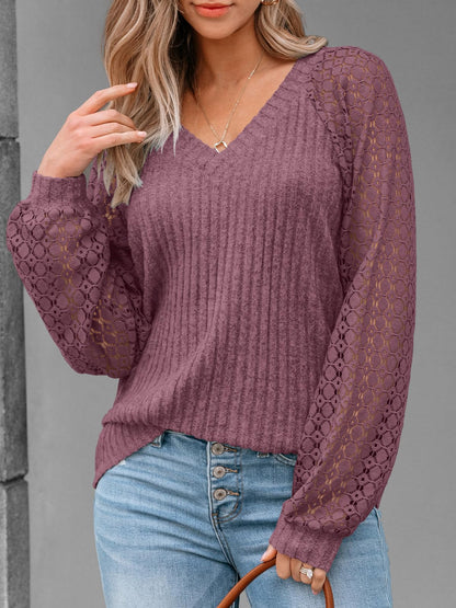 AUTOMET Women Long Sleeve Shirts Fall Lace Tops 2025 Fashion V Neck Sweaters Dressy Casual Winter Tunic Blouse Trendy Outfit