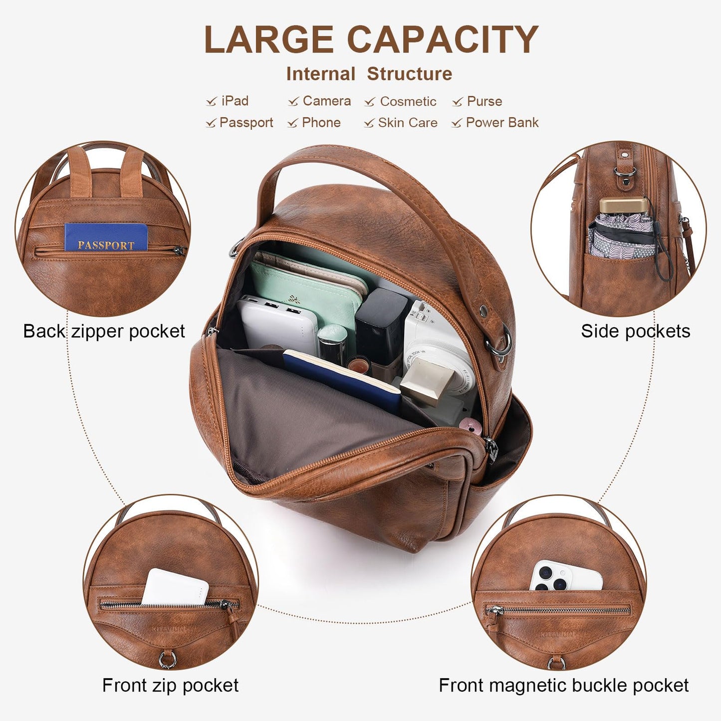 KITEVIUN Mini Backpack Purse for Women Fashion Cute Small Travel Backpacks Daypacks Shoulder Handbag