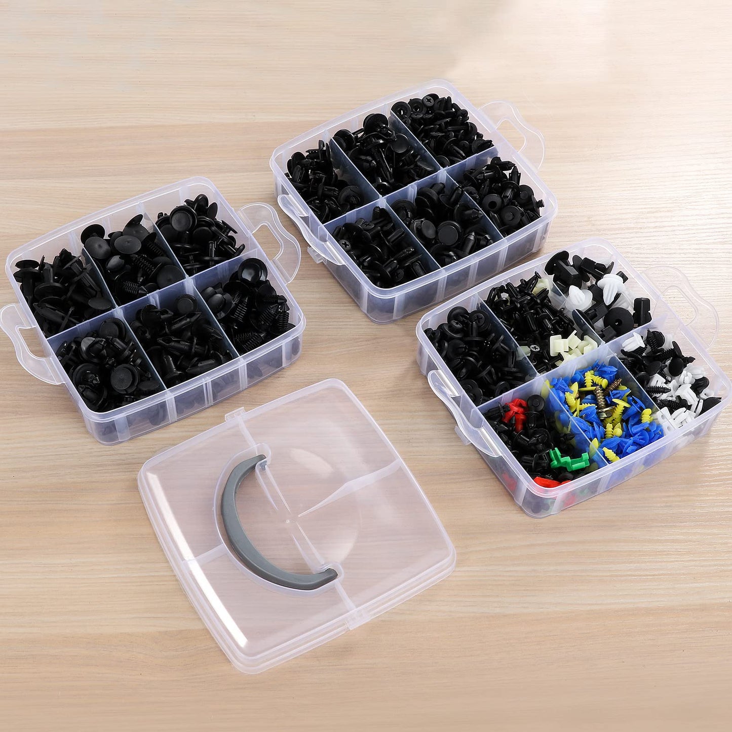 835 PCS Car Push Retainer Clips and Plastic Fasteners Kit - 24 Sizes Nylon Bumper Fender Clips Plastic Rivets with Fasteners Removal Tool for Toyota GM Ford Honda Acura Chrysler Blue