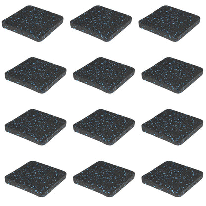BestXD Treadmill Mat Pads - 12 PCS Bulk Pack High Density Rubber Squares for Multiple Exercise Equipment - Anti-Vibration Noise Dampening Pads for Rower, Stationary Bike, Weight Bench