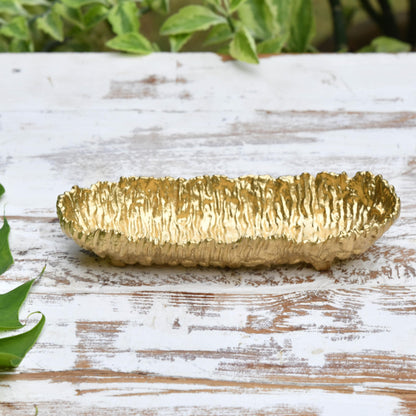 De Kulture Handcrafted Decorative Boat Centerpiece Tray (Gold), Ideal Home Décor Tableware Floral Decorative Wedding Engagement Christmas Holiday Décor, 16.5X6.4X2.5 (LWH) Cm