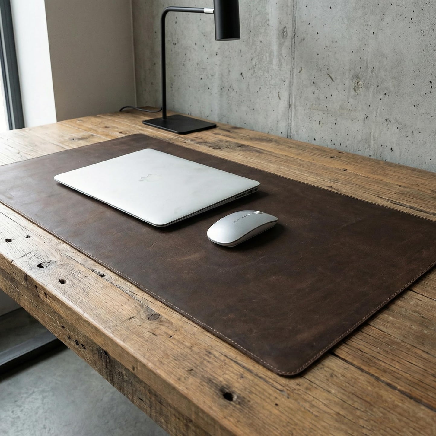 Hyfant Full Grain Genuine Leather Desk Pad Large Retro Mouse Pad 35.4" x 17.7" Vintage Leather Desk Protector Desktop Cover Non-Slip Writing Blotter Coffee Bar Mat for Office Home
