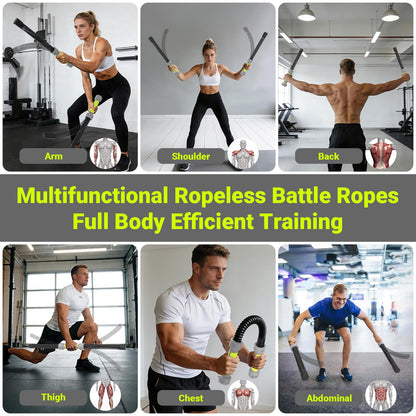 Weighted Cordless Battle Ropes, 2-in-1 Portable Ropeless Battle Ropes for Home Gym, Workout Ropes for HIIT, Strength & Low-Impact Aerobic Training, Versatile Exercise Equipment for Men & Women