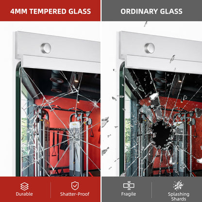 AMOISE Home Gym Mirror for Wall, 48"x28"-2PCS Frameless Tempered Glass Mirror, Large Full Length Mirror for Garage, Workout, Yoga Room, Dance Studio & Home Exercise