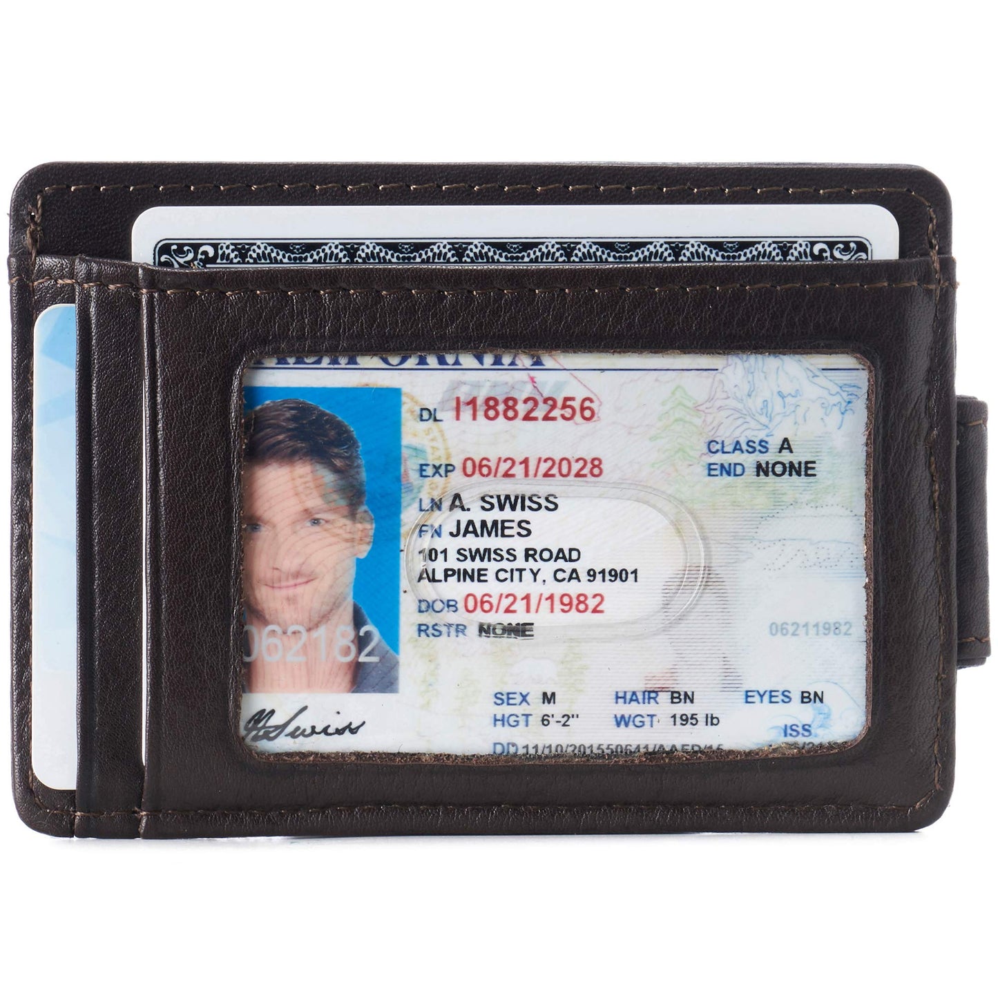 Alpine Swiss Harper Mens RFID Slim Money Clip Front Pocket Wallet Minimalist Leather ID Card Holder Brown