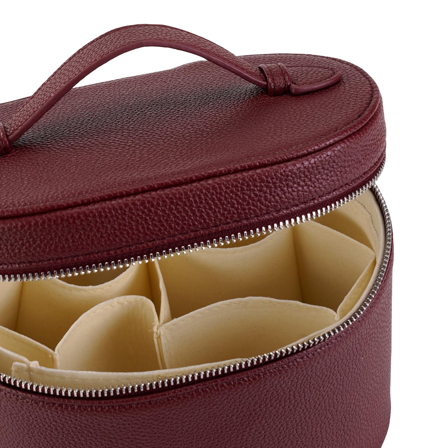 UUYUUY Makeup Bag Vanity Case Cosmetic Bag with Removable Divider Travel Toiletry Bag for Women Portable Make up Box Organizer, Burgundy