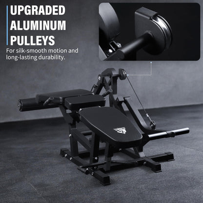 LIONSCOOL Leg Extension and Curl Machine V4.0, 800lbs Capacity Adjustable Seated Leg Extension, Lying Leg Curl Bench, Cable Operated 2” Plate Loadable Lower Body Exercise Equipment for Home Gym