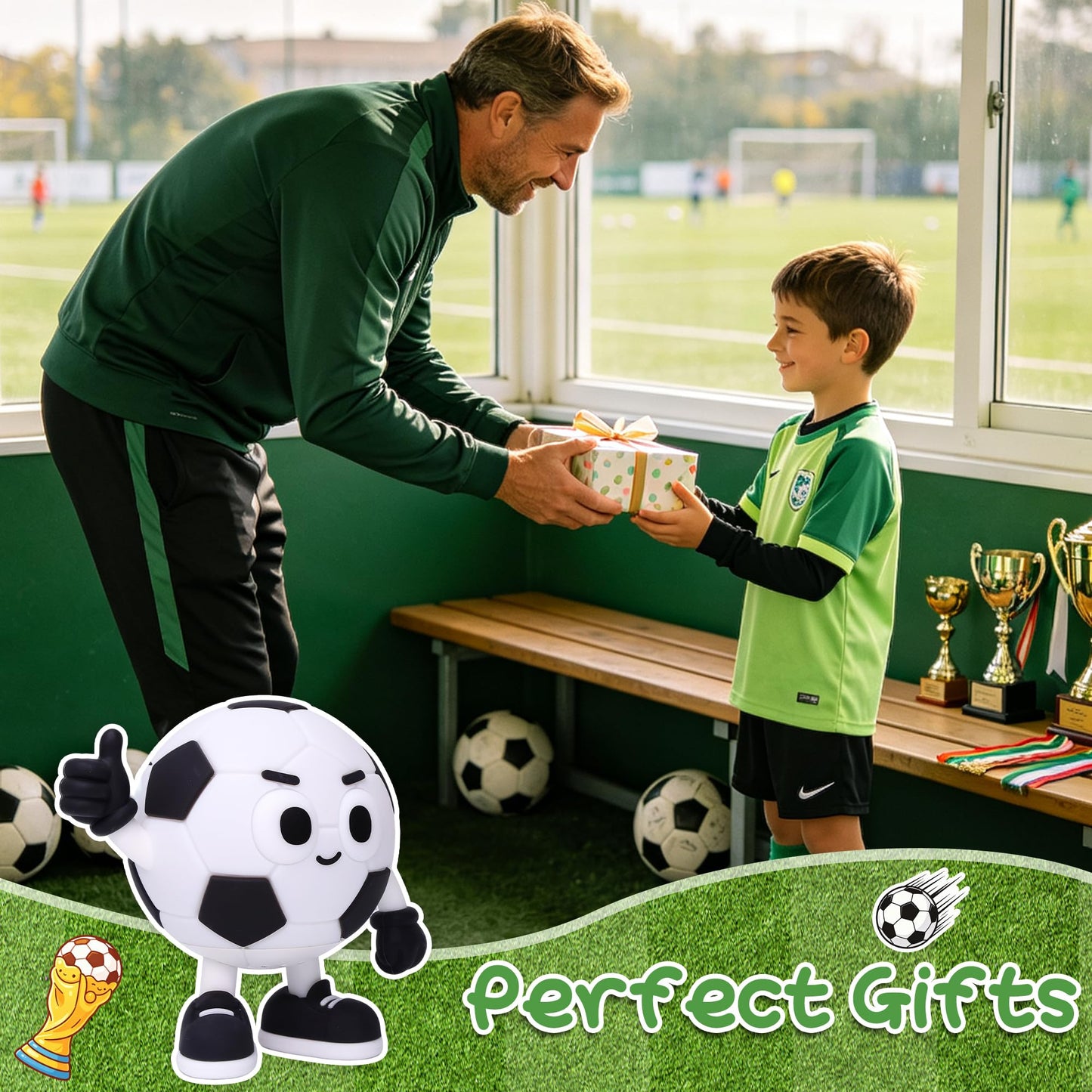 Okayera Soccer Night Light for Kids, Football Gifts for Teen Boy Man Sports Lover, Rechargeable Silicone Touch Light with Timer & Dimmable & Colar Change, Soft LED Lamp Nursery Bedroom Bedside Decor