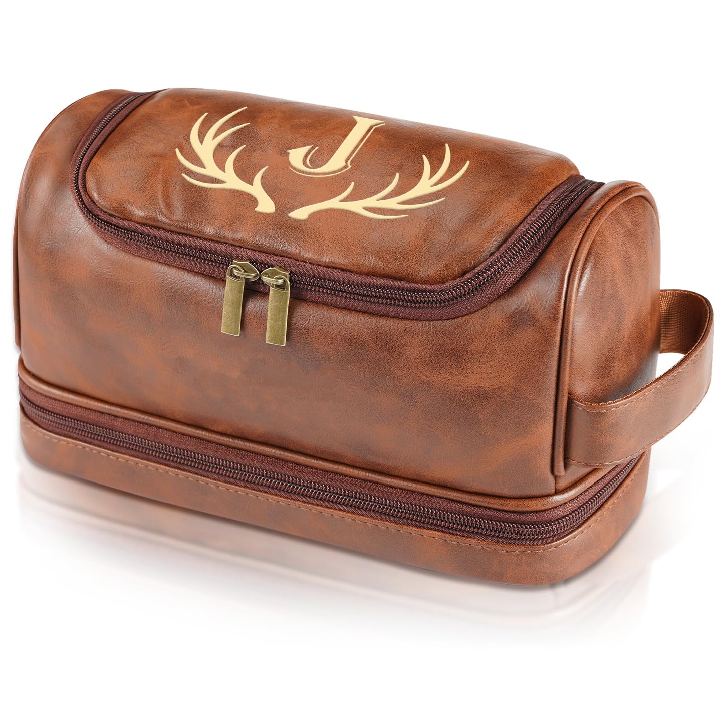 Toiletry Bag for Men, Personalized Gifts for Men, Custom Leather Initial Travel Shaving Bag, Gifts for Him Dad Husband Brother Boyfriend Groomsmen, Father's Day Birthday Anniversary Valentines Gifts