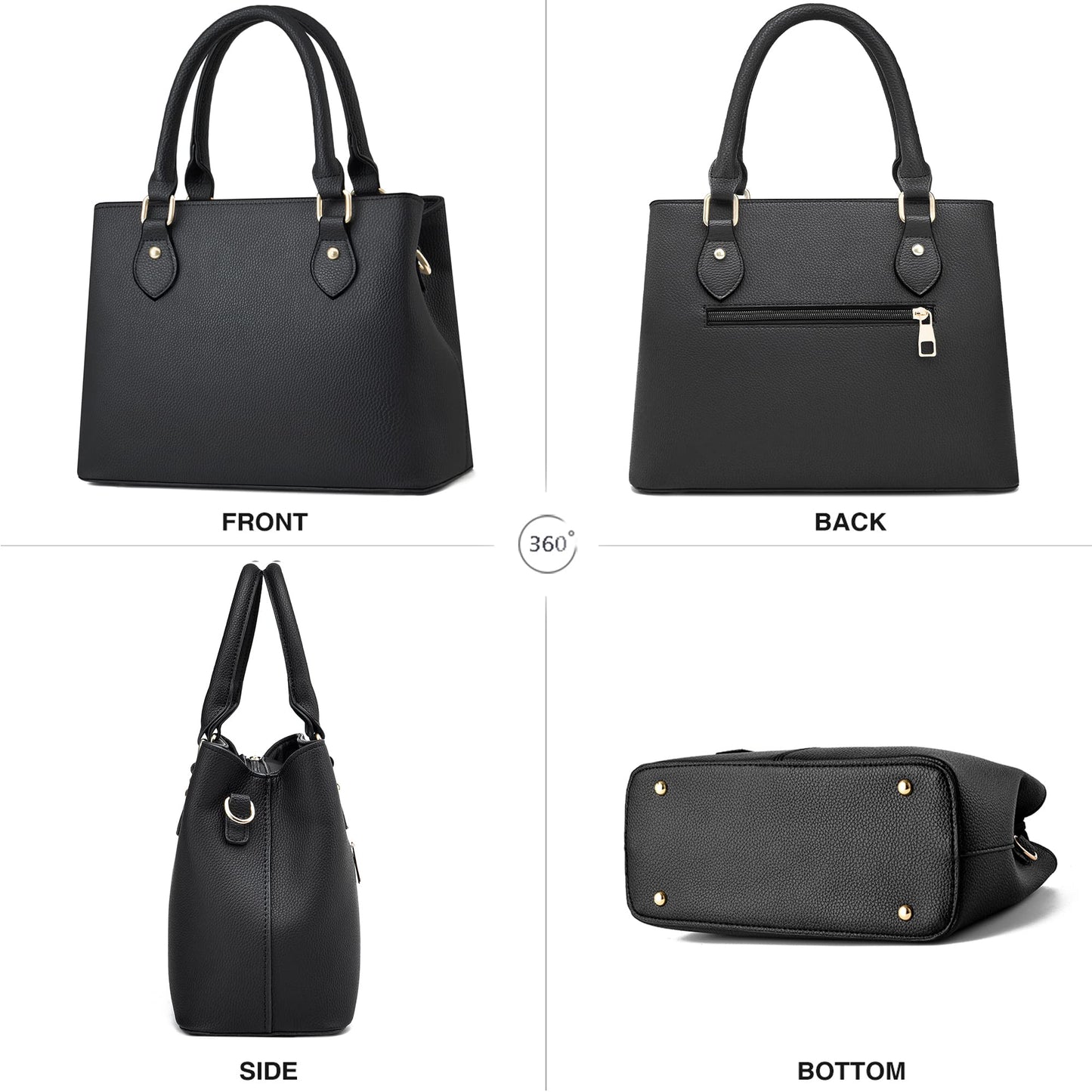 CHICAROUSAL Purses and Handbags for Women Leather Crossbody Bags Women's Tote Shoulder Bag (Black cc)