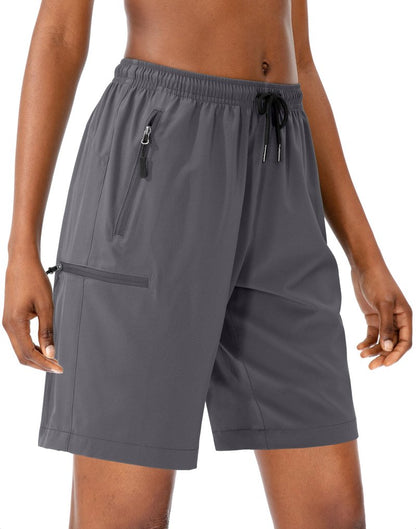 SANTINY Women's 5''/ 7''/9'' Hiking Cargo Shorts Quick Dry Lightweight Summer Shorts for Women Athletic Golf Zipper Pockets(Dark Grey_3XL)