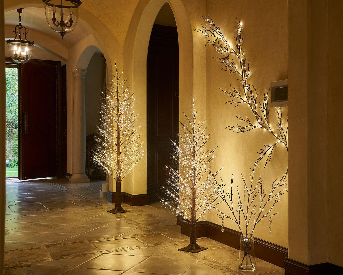 LITBLOOM Brown 6FT 120 LED Fairy Lights Plug in Willow Vine Garland for Indoor Outdoor Home Fireplace Wall Christmas Decoration