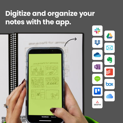 Rocketbook Core Reusable Spiral Notebook, Letter Size 8.5x11, Black - Lined Pages, App-Connected, Erasable, Durable Cover, Ideal for School, Work, and Creative Projects