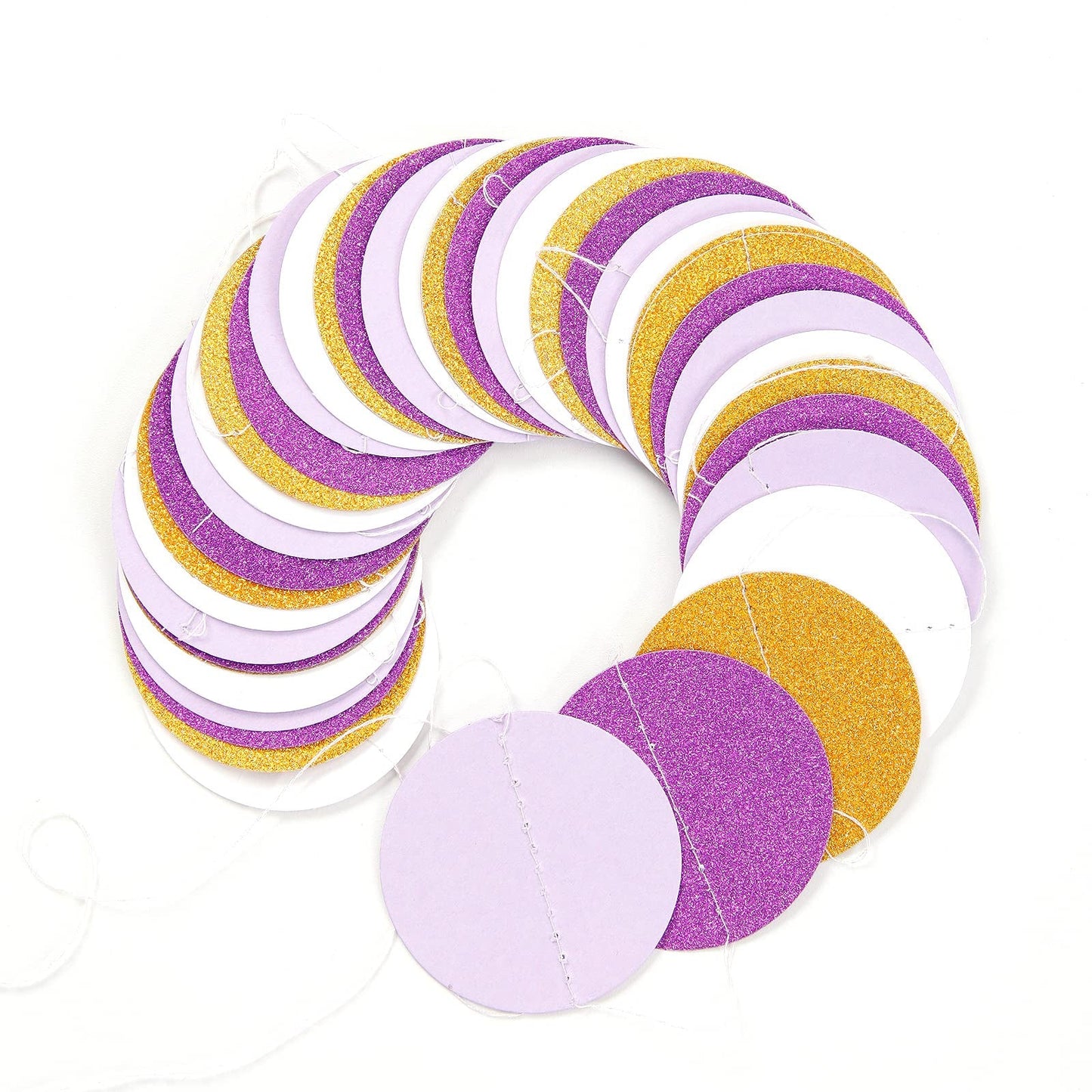 White Purple-Gold Party-Decorations Paper Garland - 52ft Glitter Hanging Streamer Banner,Graduation 2025 Mothers Decor Wedding Baby Shower Birthday Backdrop Bunting Lasting Surprise