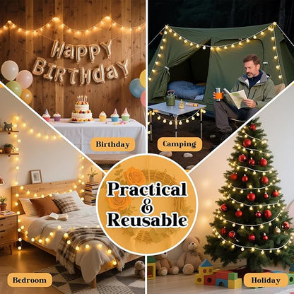 200 LED Hanging String Lights – 66ft Plug in Fairy Lights with 8 Modes,Warm White String Lights for Bedroom, Connectable Globe Lights for Classroom, Dorm, Patio, Party & Christmas Decor