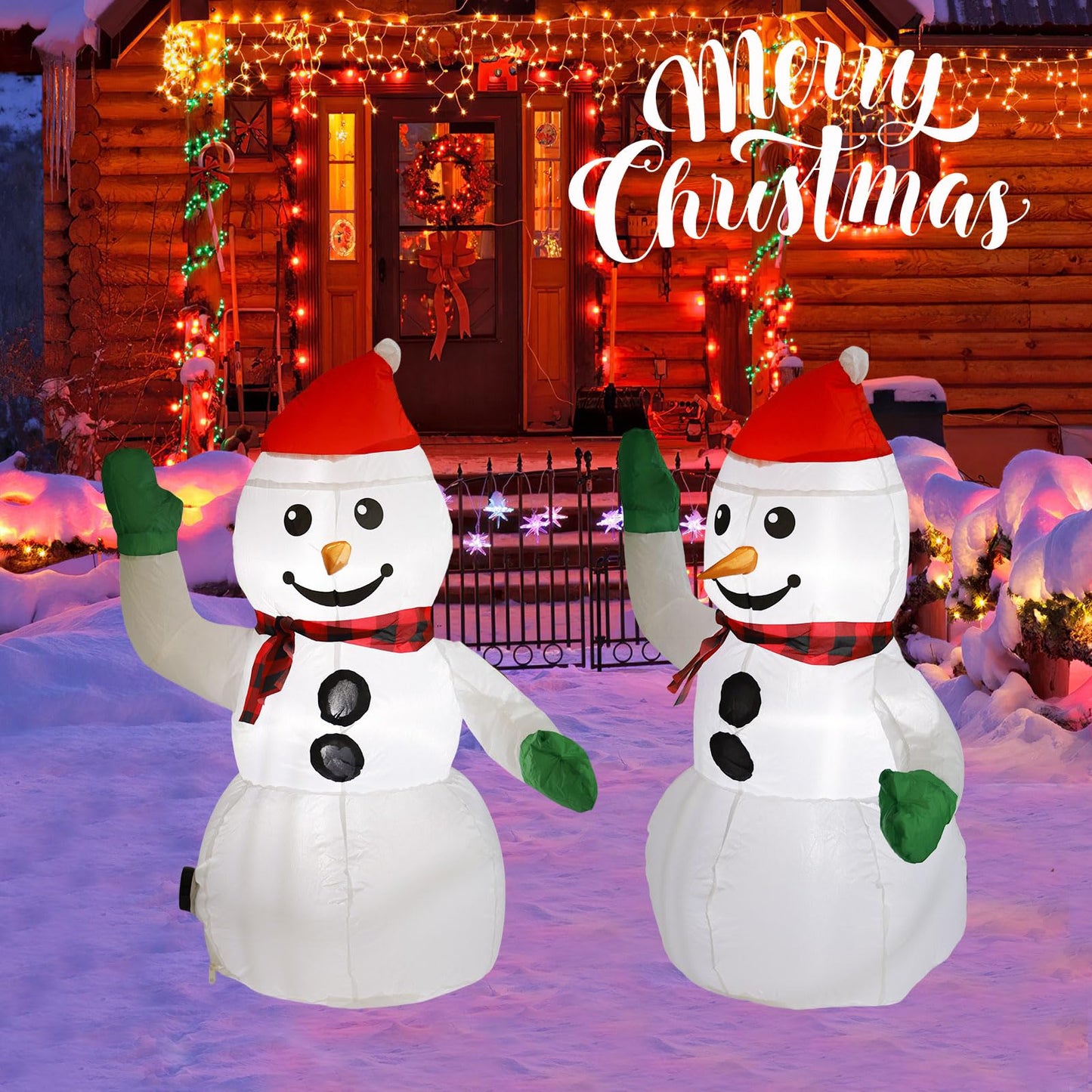 3FT Christmas Inflatable Outdoor Decorations Snowman with Red Hat, Blow up Yard Decorations with Built-in LED Lights for Xmas Party Outside, Yard, Garden, Lawn Decor