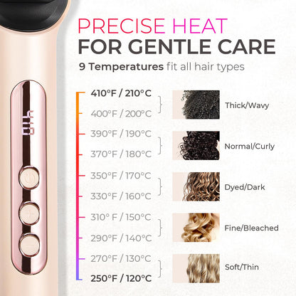 TYMO Ring Plus Ionic Hair Straightener Brush - Straightening Comb with Negative Ions for Women, Titanium Coating, 9 Temp Settings & LED Display, Dual Voltage, Professional Styling Tools