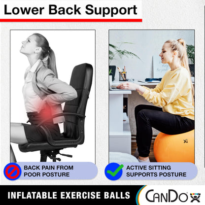 CanDo Inflatable Exercise Ball - Blue 12", Durable Extra Thick Non-Slip Stability Ball for Core Workouts, Yoga, Pilates, Active Seating, Physical Therapy, Pregnancy, Home Gym, Flexibility