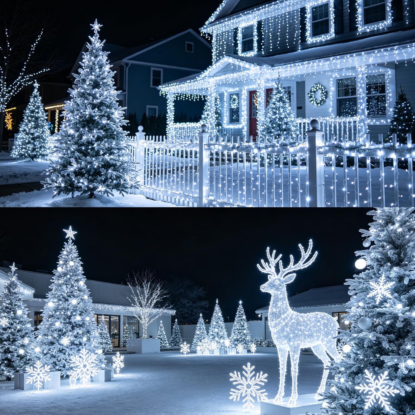 LJLNION 300 LED String Lights Outdoor Indoor, Extra Long 98.5FT Super Bright Christmas Lights, 8 Lighting Modes, Plug in Waterproof Fairy Lights for Holiday Wedding Party Bedroom Decorations ( White)