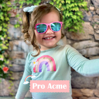 Pro Acme Kids Polarized Sunglasses, Flexible TPEE Rubber Toddler Shades for Girls Boys, Ages 3-12（A1 Pink/Blue + Black/Blue + Crystal/Pink Mirrored）
