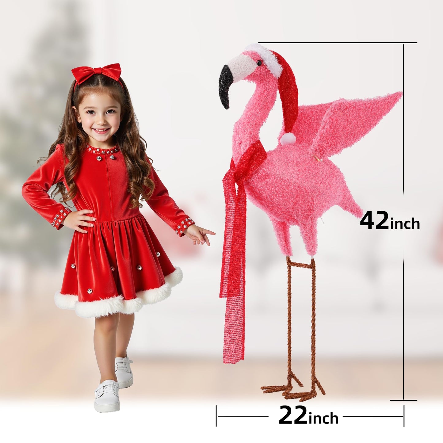 Christmas Flamingo Decorations Outdoor, Lighted Christmas Flamingo,Birthday Xmas Gifts for Women Mom,for Party Indoor, Outdoor, Yard, Garden,Holiday Season