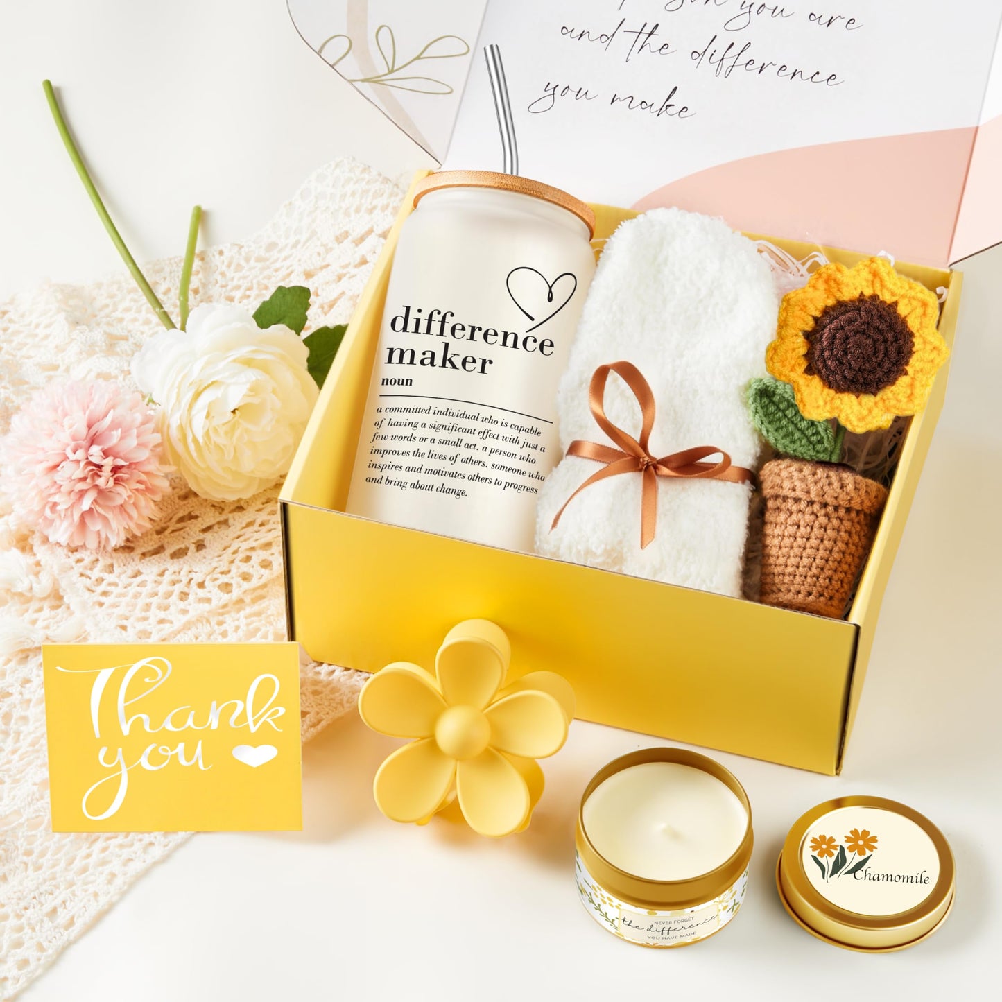 Geelfland Thank You Gifts for Women, Teacher Appreciation Gifts, Thank You Gift Baskets for Women Friends Teachers Coworkers Boss Nurse Mom Employees with Thank You Cards