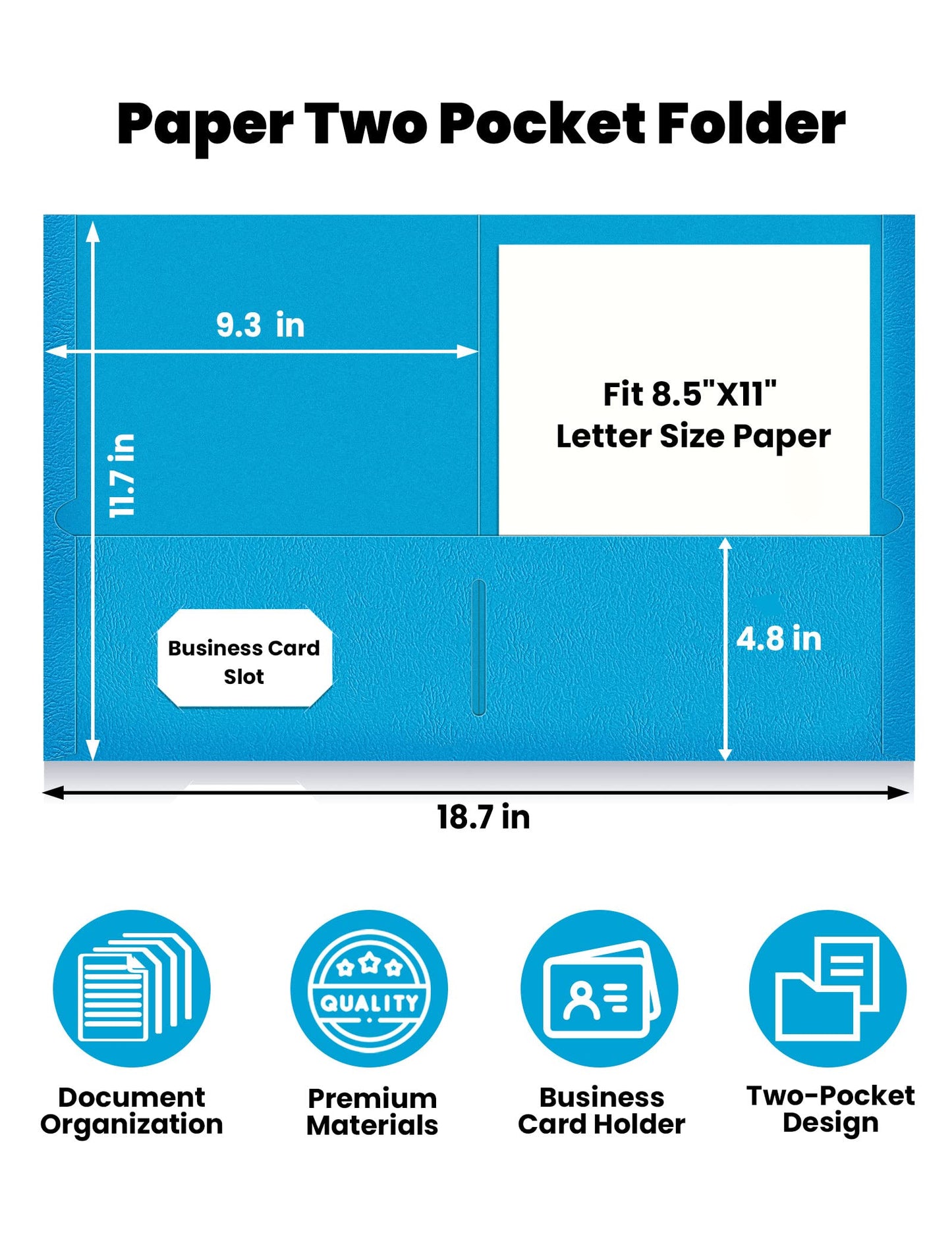 SUNEE Folders with Pockets(25 Pack, Blue), 2 Pocket Folders Fit Letter Size Paper, Paper File Folder for School Office Home Business