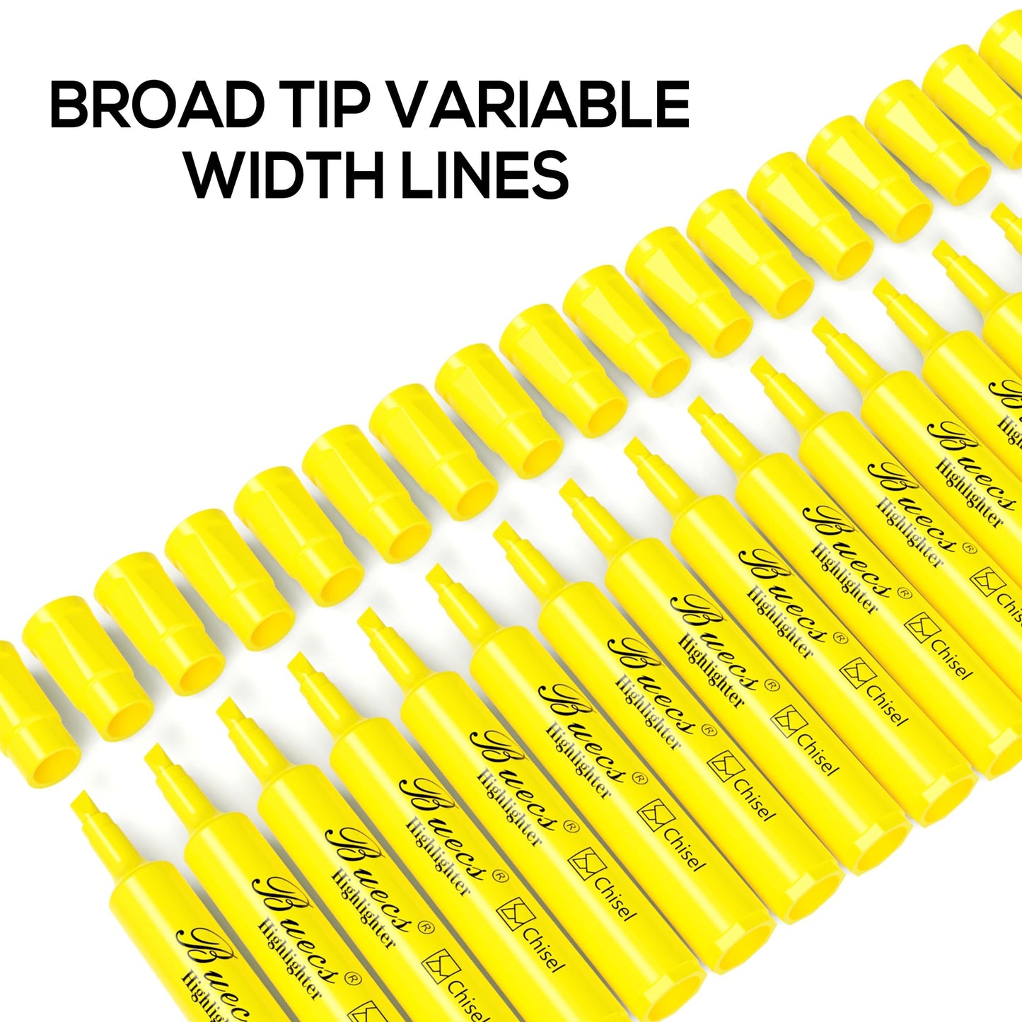 Buecs Highlighters Bulk Pack, 96 Count, Chisel Tip,Fluorescent Yellow, suitable for Adults Highlighting Planner Notes, Office School Supplies