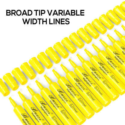 Buecs Highlighters Bulk Pack, 96 Count, Chisel Tip,Fluorescent Yellow, suitable for Adults Highlighting Planner Notes, Office School Supplies