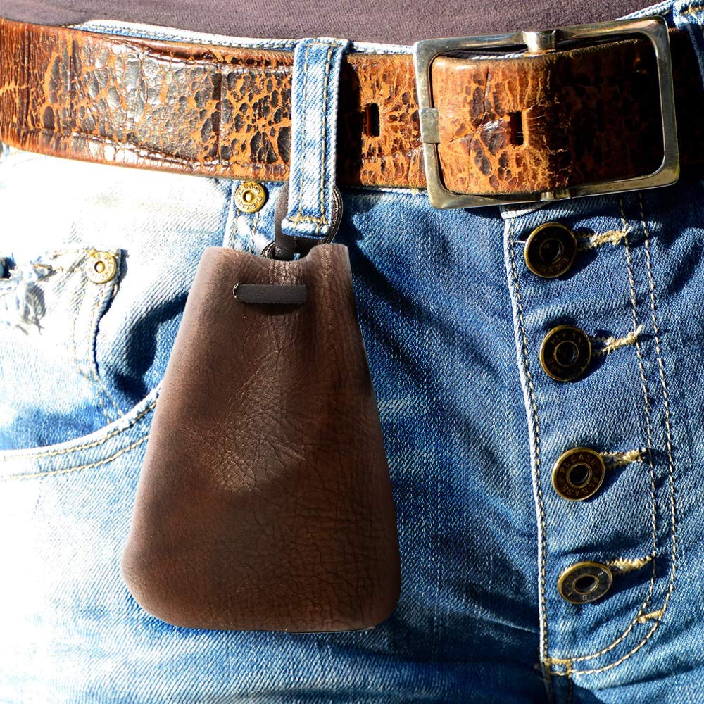 Nabob Leather Leather Drawstring Pouch, Coin Bag, Medicine Tobacco Pouch Medieval Reenactment Made in U.S.A