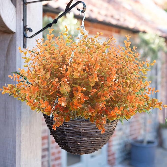 10 Bundle Artificial Fall Boxwood No Fade Faux Autumn Plants
