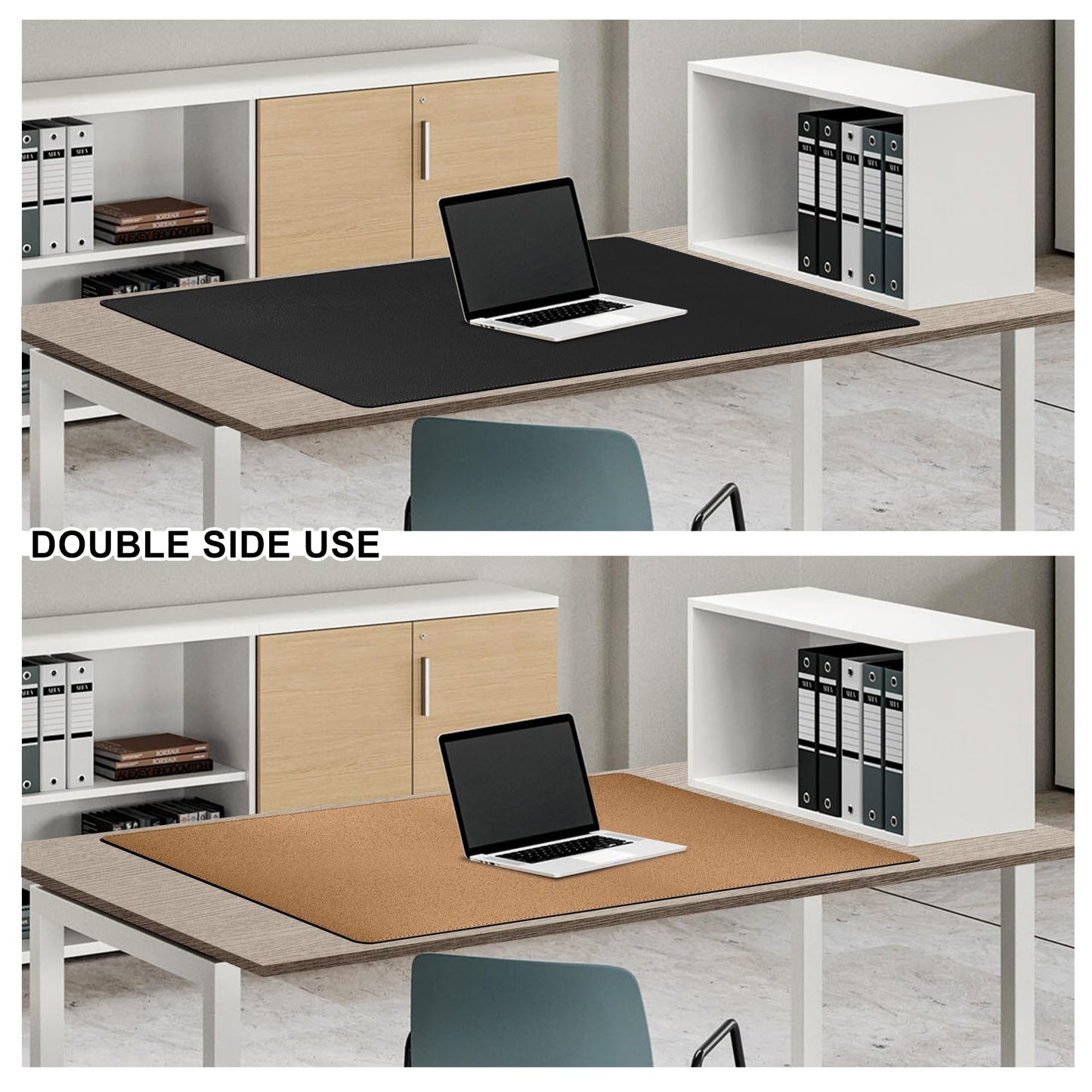 MAIDERN 40” x 24” Leather Desk Mat XL, Large Desk Pad, Reversible Cork & Leather Large Mouse pad for Desk, Waterproof Computer Desk Mat for Gaming Home Office (Black) …
