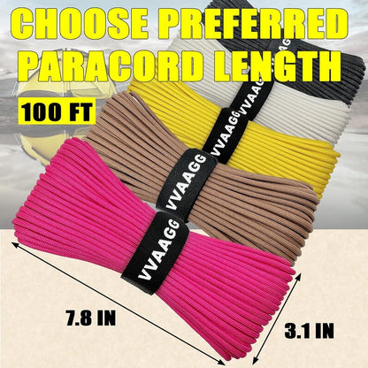 1000 Paracord Rope - 4mm 12-Strand Nylon Parachute Cord for Camping, Hiking & Fishing | Pink, 100FT