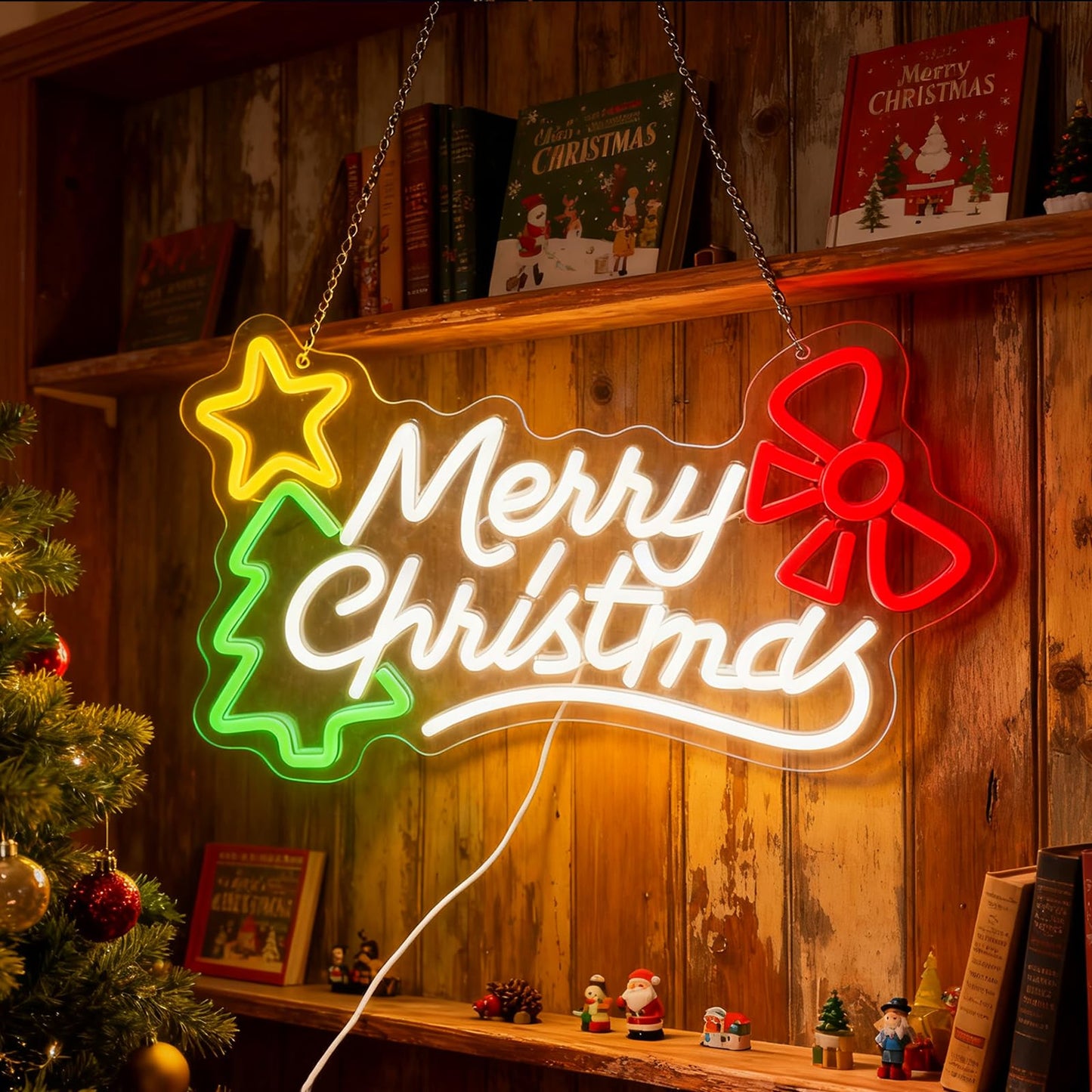 RumonZS Merry Christmas Neon Sign Dimmable Christmas Neon Lights Xmas Wall Decor USB Powered Led Lights Xmas Party Bar Pub Club Winter Holiday Home Living Window Bedroom Festival Gift Decorations