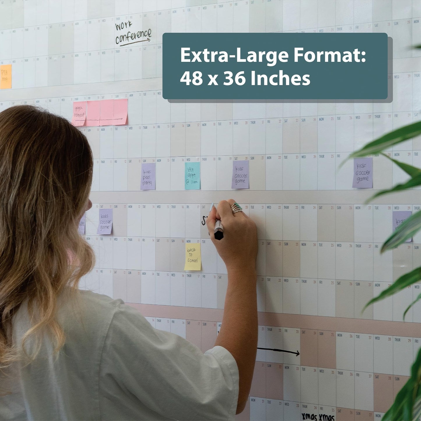 Own the Year 2026 GIANT Wall Calendar | 4ft x 3ft Full Year Dry Erase Large Planner, January '26 to December '26 Big Whiteboard Wall Calendar with Markers, Sticky Notes & Mounting Kit, Jumbo Quarterly Layout for Home or Office