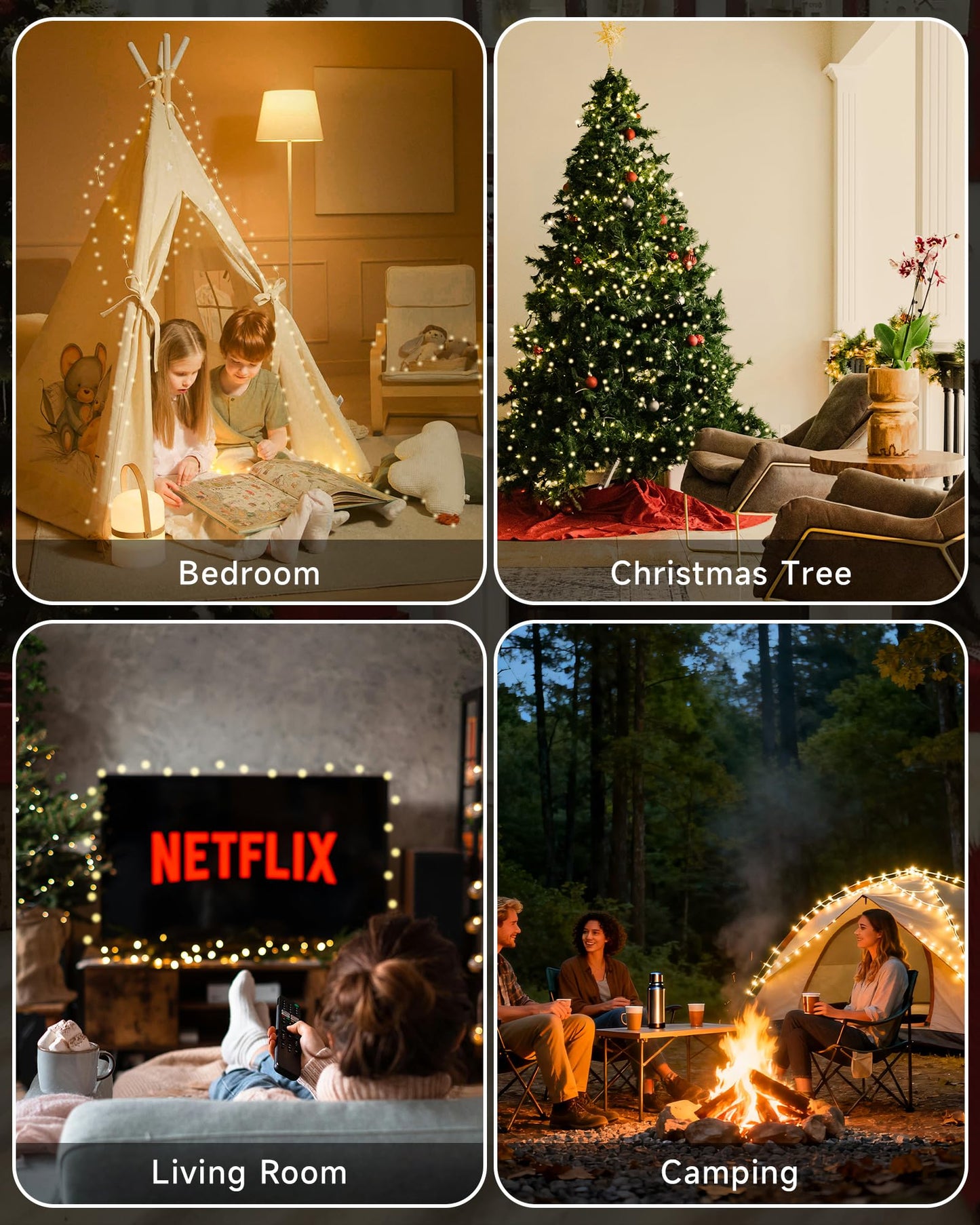 MYGOTO 165 FT 500 LED Christmas Lights Outdoor Indoor, Plug in Warm White String Lights for Outside Waterproof, Connectable Clear Wire Twinkle Light for Christmas Tree Bedroom Classroom Party Decor