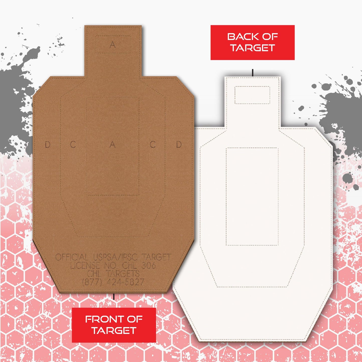 100 Official USPSA Cardboard Targets, Competition Torso, Full Size USPSA Cardboard Targets, Silhouette Shooting Target, Rifles, Handguns, & Shotguns, (100 Target Pack, USPSA)