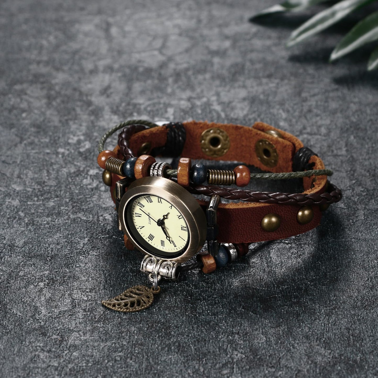 Avaner Vintage Handmade Leather Wrist Watches Multilayer Weave Strap Quartz Bracelet Wrap Watches