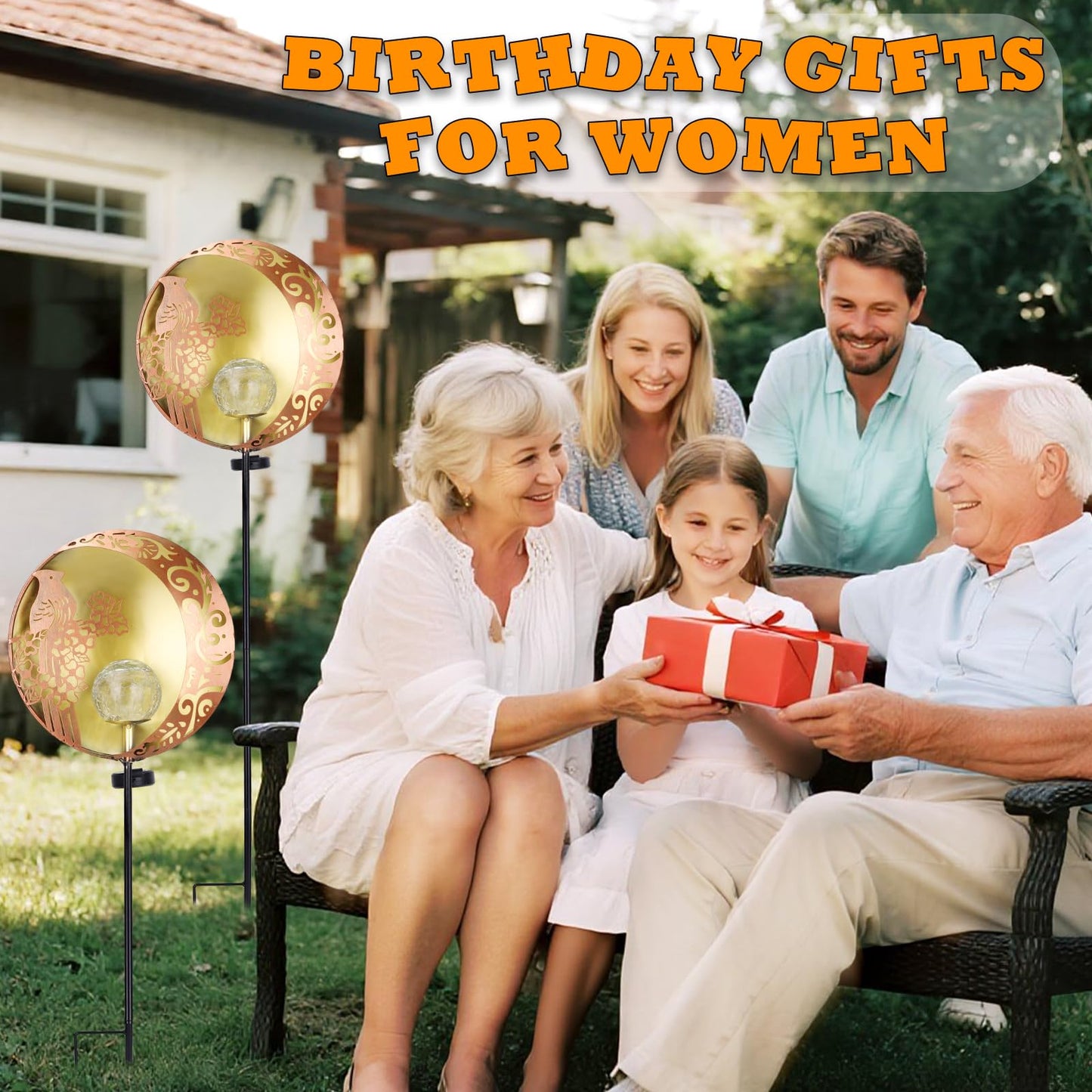 Profinella Unique Birthday Gifts for Women Mom Grandma,Solar Cardinal Garden Lights Outdoor Decor,Housewarming Gifts New Home for Patio, Lawn, Yard, Pathway