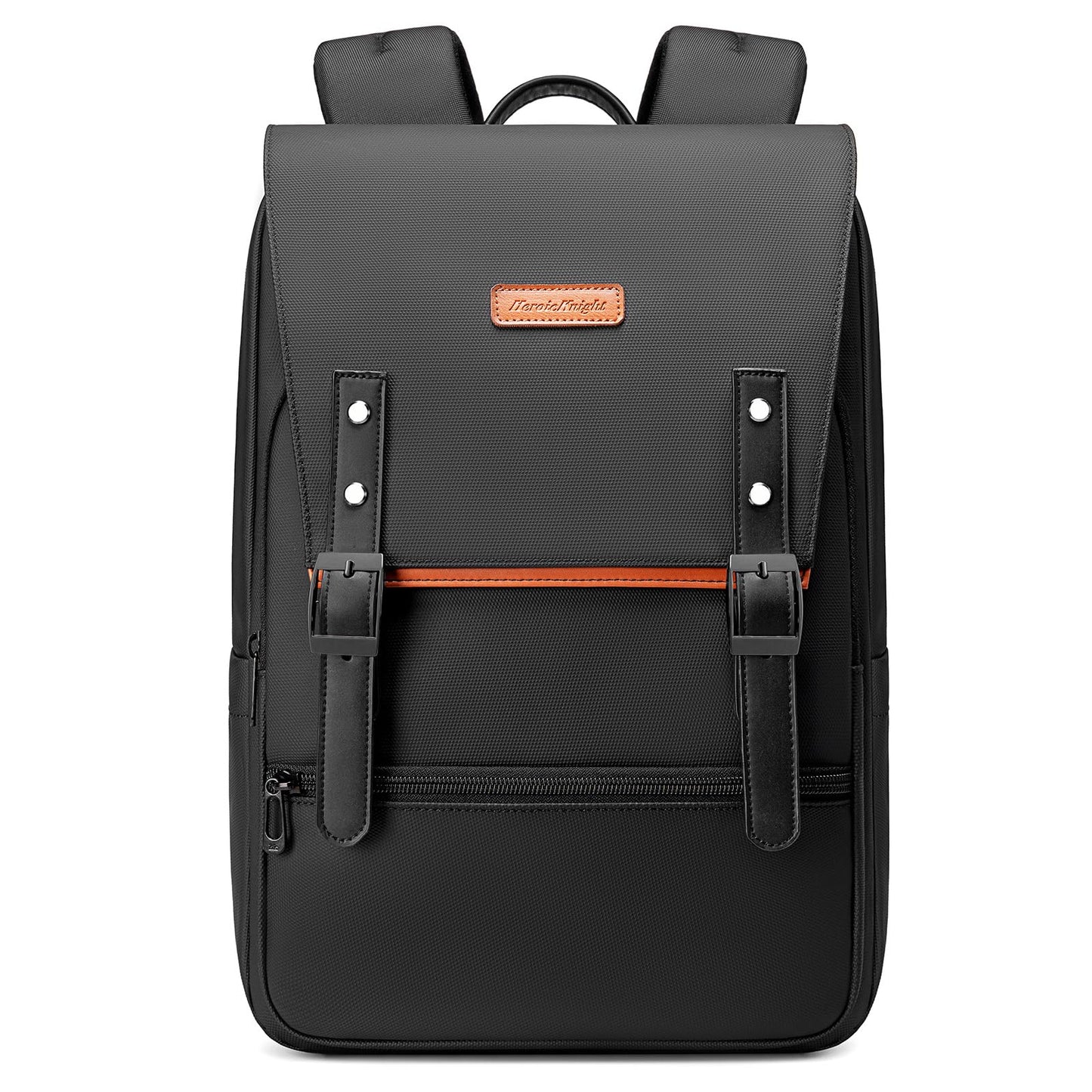Slim Laptop Backpack for Men & Women, 15.6 Inch Lightweight Computer Backpack with Magnetic Flap, Keychain, Casual Daypack College Bookbag Water-Resistant Travel Work Commuter Backpack, Black