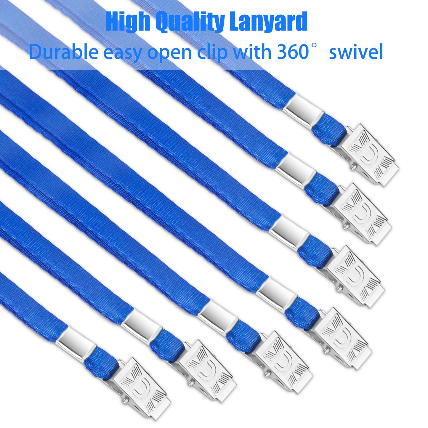 LOCONHA 100Pcs Black Lanyards with Clip lanyards for id Badges (Blue)